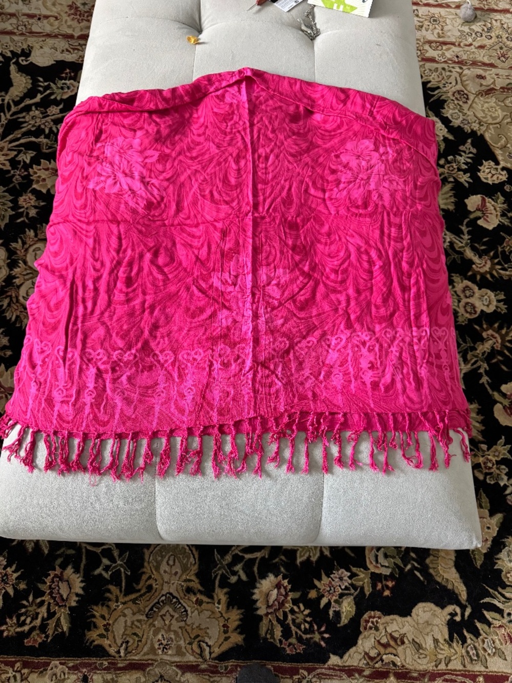 Hibiscus Collection Pink Sarong with Tassels